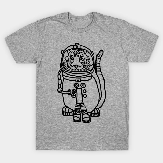 Sci Fi Tiger Astronaut Funny Animals in Space T-Shirt by ellenhenryart